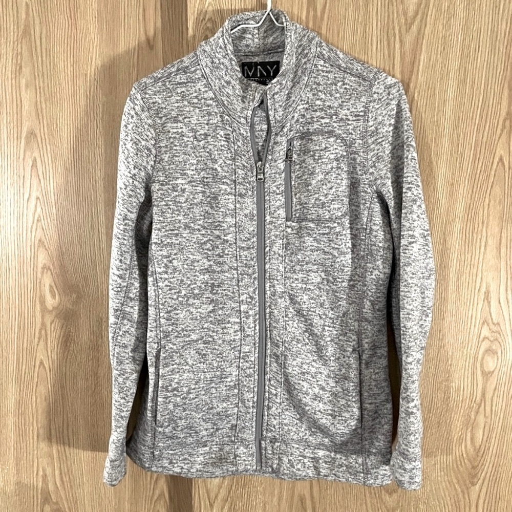 Marc NY Gray Knit Fleece Lined Sweater Jacket